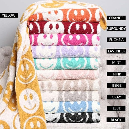 Cozy Up Smiley Face Throw Blanket