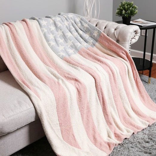 Cozy Up Pink And Blue Flag Blanket