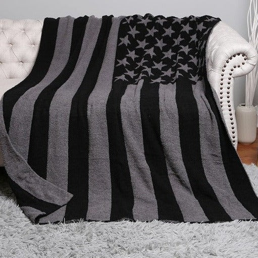 Cozy Up Grey And Black Flag Blanket